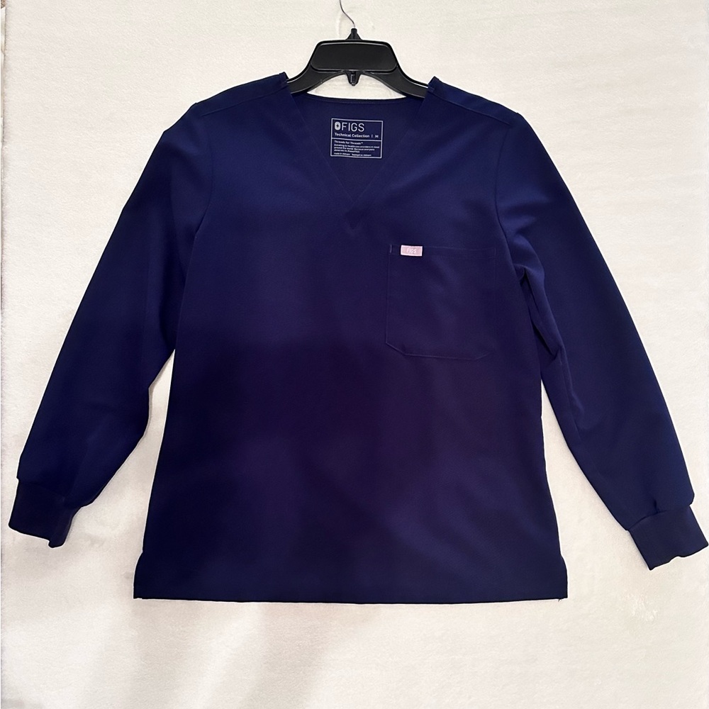 Figs Navy Blue Catarina Long Sleeve Scrub Top